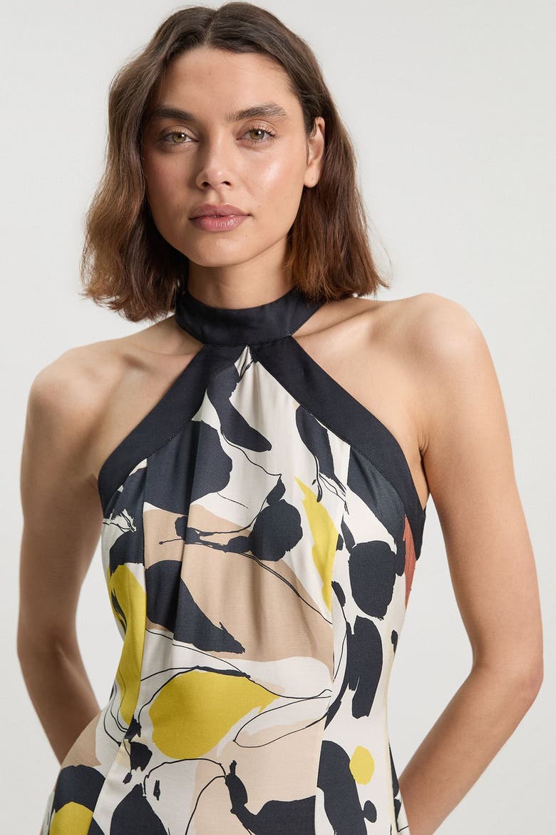 Petite Abstract Print Halter Maxi Dress, Alternate, color, Multi