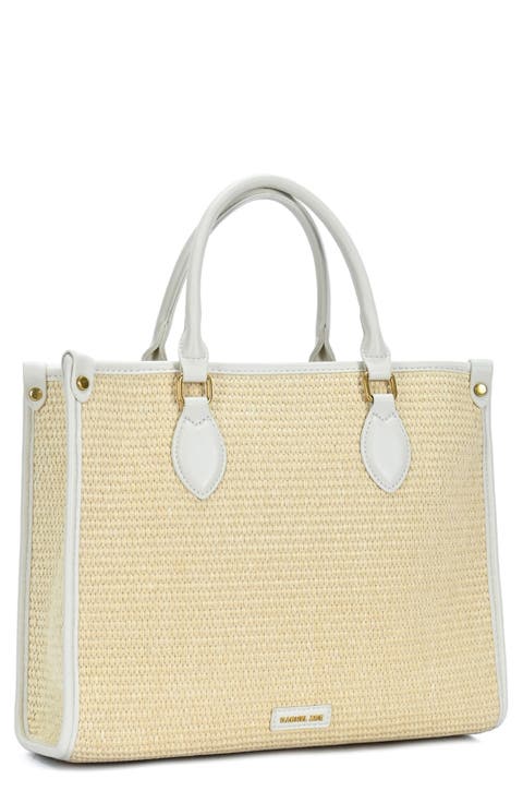 Raffia Contrast Tote Bag