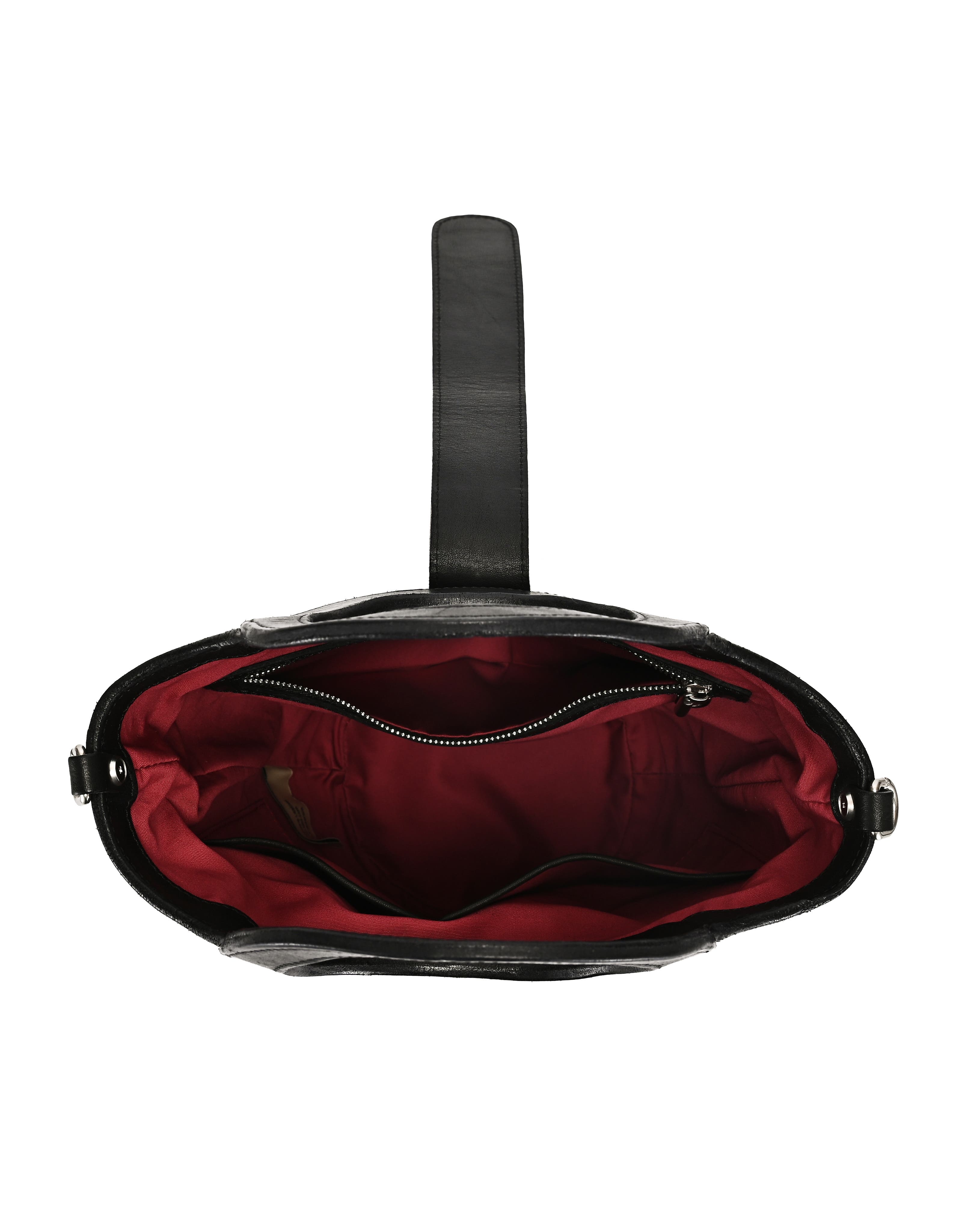 OLD TREND Lily Genuine Leather Structured Everyday Bucket Crossbody, Alternate, color, Black