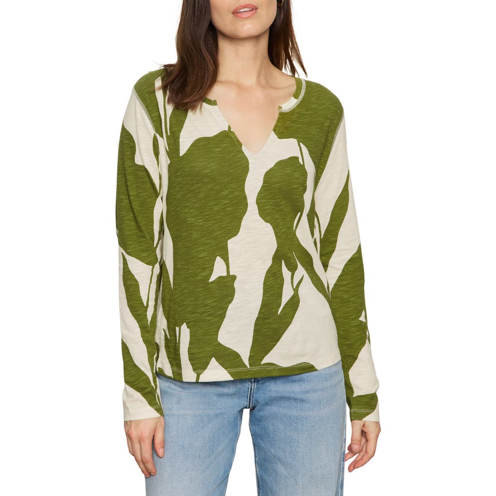 Sanctuary Print Split Neck Knit Top