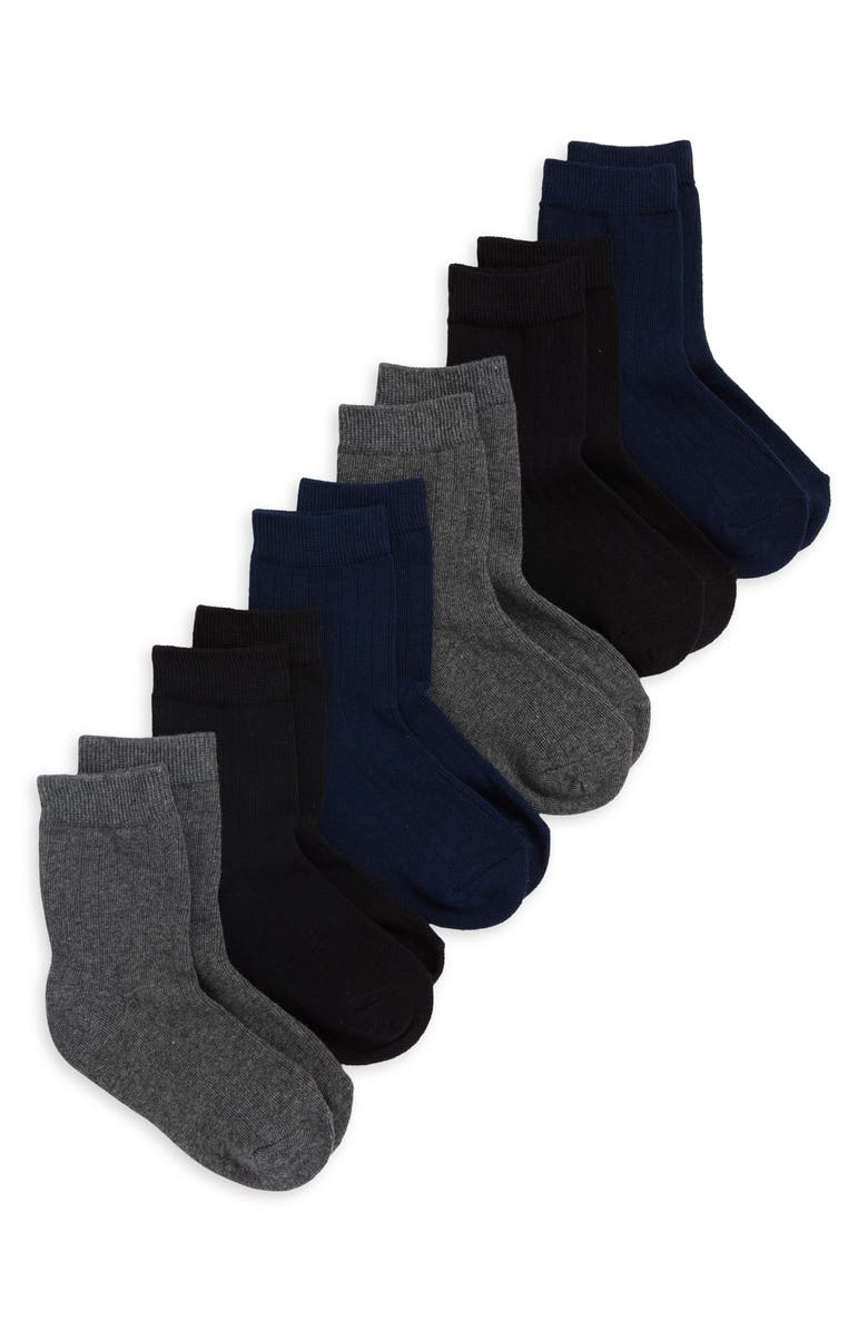 Capelli New York Kids' Assorted 6-Pack Ribbed Cotton Blend Dress Socks, Main, color, Grey Multi