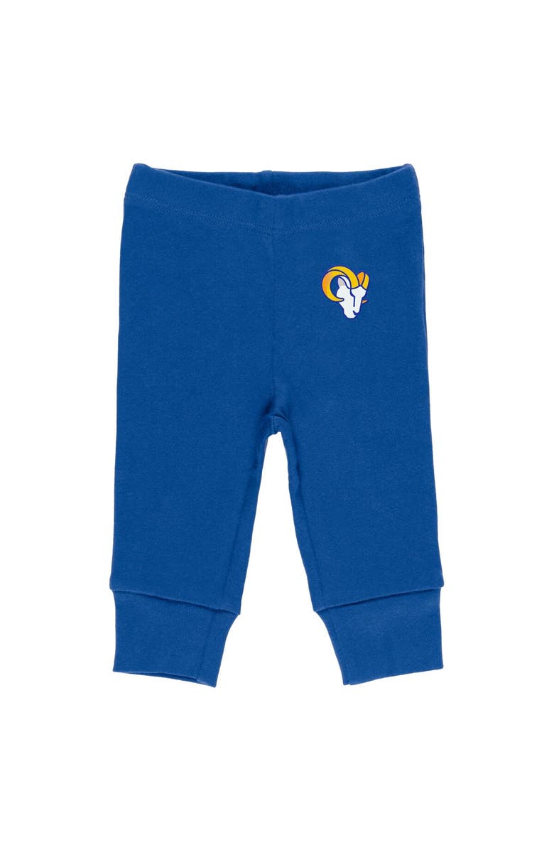 WEAR by Erin Andrews Newborn & Infant WEAR by Erin Andrews Gray/Royal/White Los Angeles Rams Three-Piece Turn Me Around Bodysuits & Pant Set, Alternate, color, 