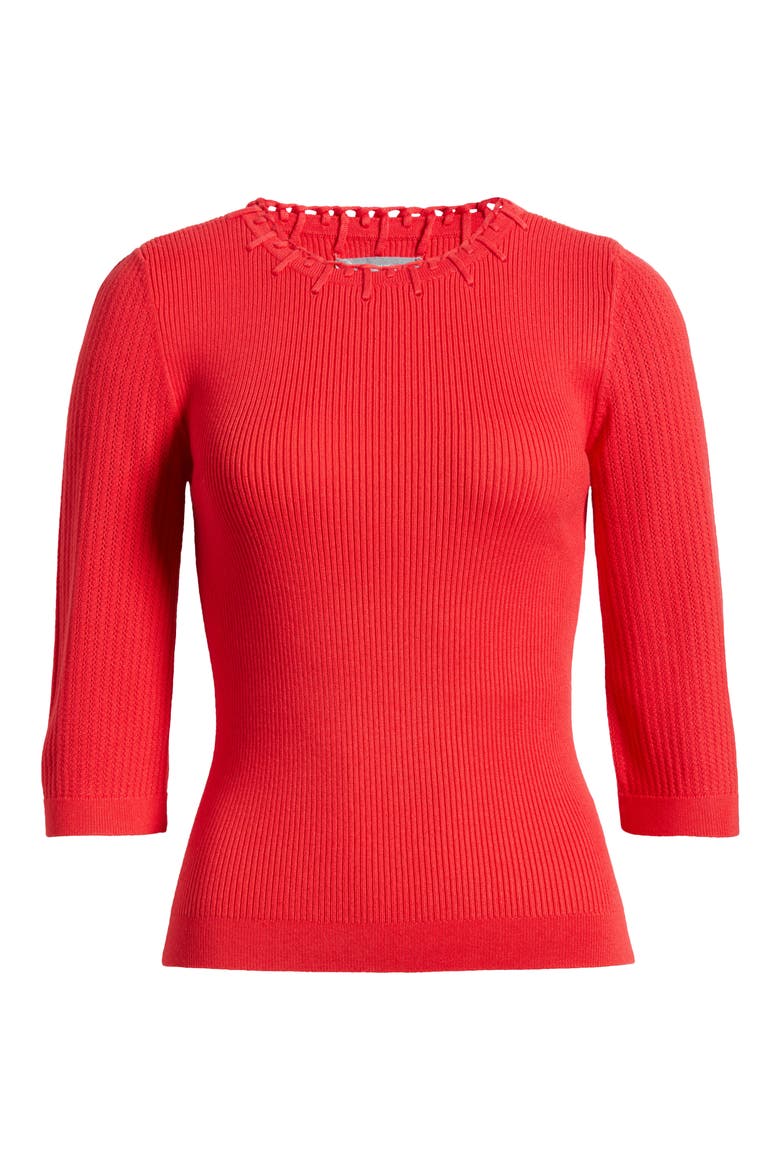 Elbow Sleeve Rib Sweater, Alternate, color, POPPY RED
