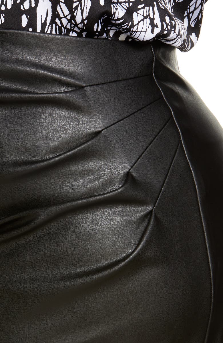 Halogen<sup>®</sup> Side Shirred Faux Leather Skirt, Alternate, color, 