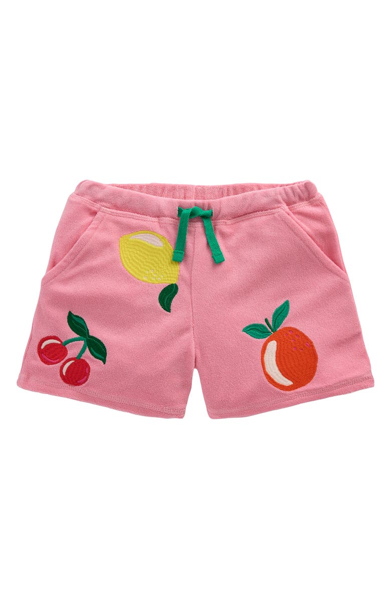 Mini Boden Kids' Fruit Embroidered Terry Cloth Shorts, Main, color, 