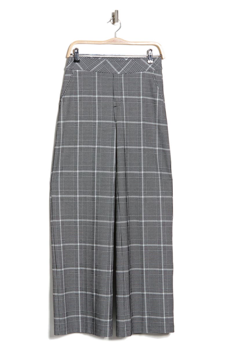 ELIE ELIE TAHARI Wide Leg Trousers, Alternate, color, Black/ White Plaid