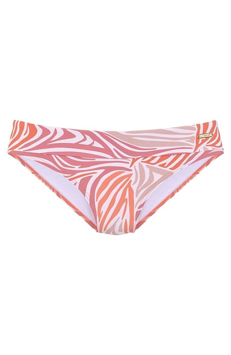 LASCANA Women's Zebra Print Fold Over Bikini Bottom, Alternate, color, Orange Multi
