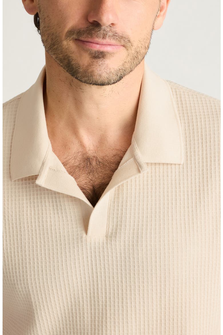 Johnny Collar Waffle Knit Polo, Alternate, color, BONE WHITE 12-0105 TCX