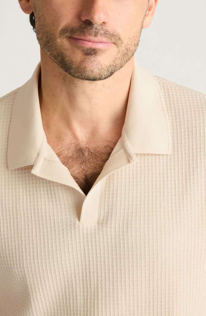 Bonobos Johnny Collar Waffle Knit Polo, Alternate, color, Bone White 12-0105 Tcx