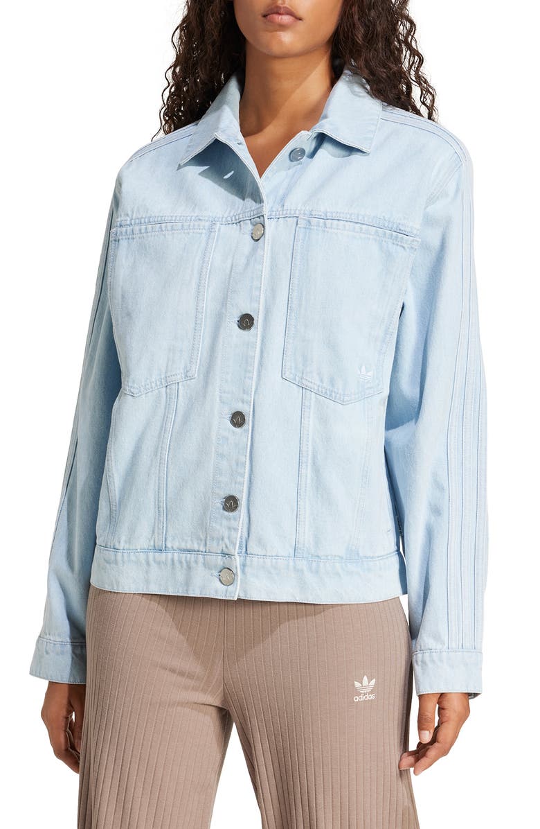 adidas Originals Essentials 3-Stripe Denim Jacket, Main, color,