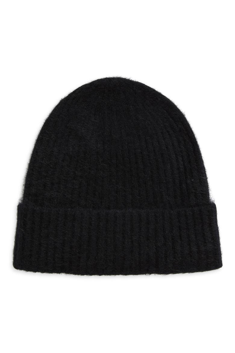 Brushed Cashmere Beanie, Main, color, BLACK ROCK