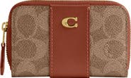 COACH Small Essential Coated Canvas & Leather Zip Around Card Holder