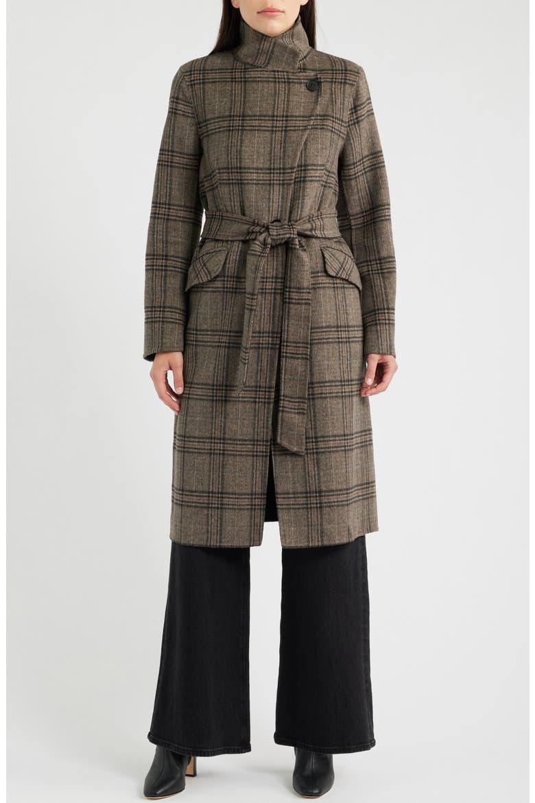Double Face Wool Blend Wrap Coat, Alternate, color, PLAID COMBO