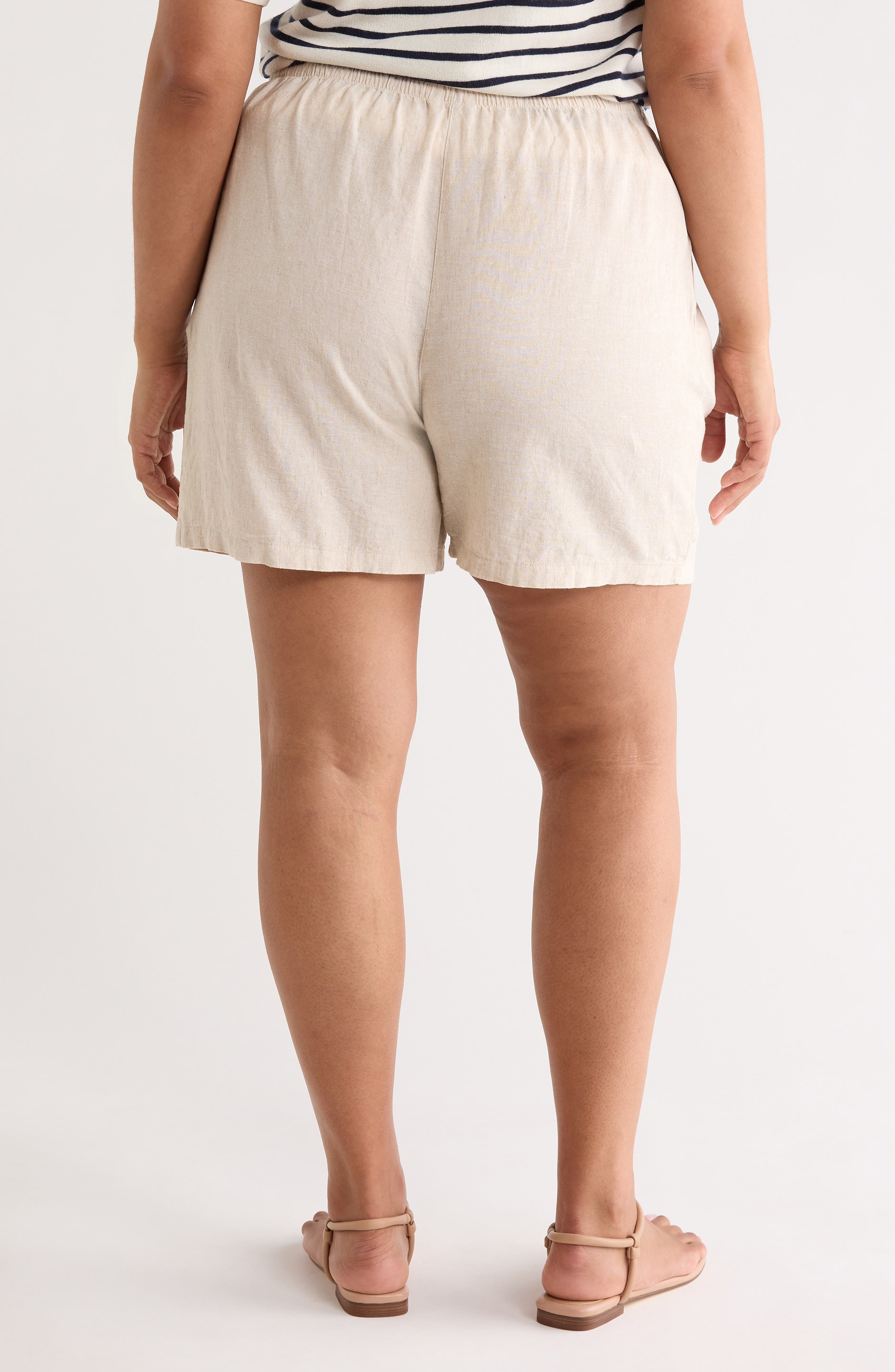Linen Blend Drawstring Shorts - image 2