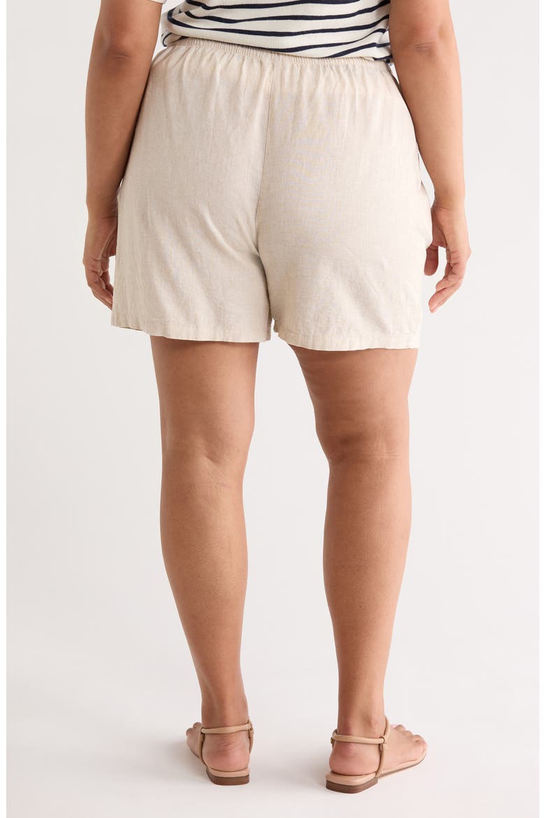 Linen Blend Drawstring Shorts, Alternate, color, FLAX