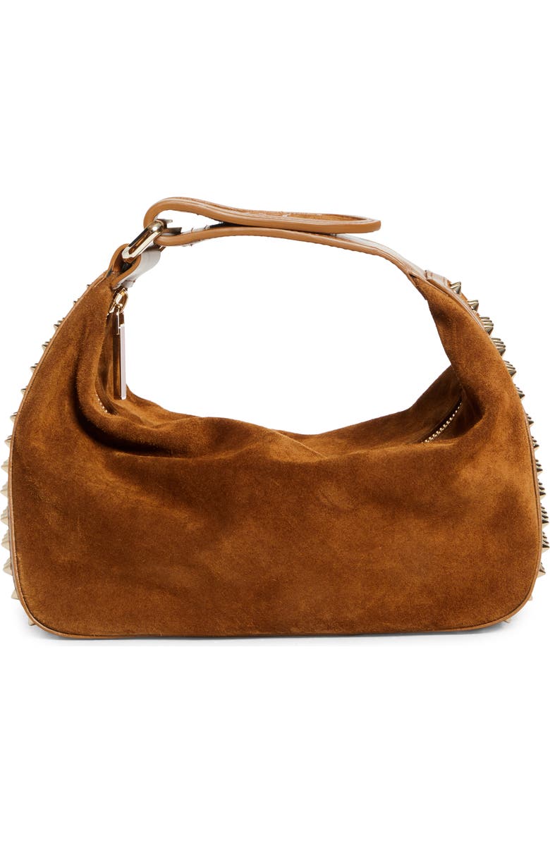 Christian Louboutin Funky Empire Spike Dopp Leather Top Handle Pouch, Main, color, Rhea/ Gold