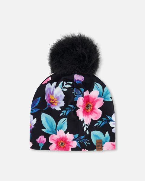 Stretch Jersey Hat Printed Flowers with Pompom (Baby)