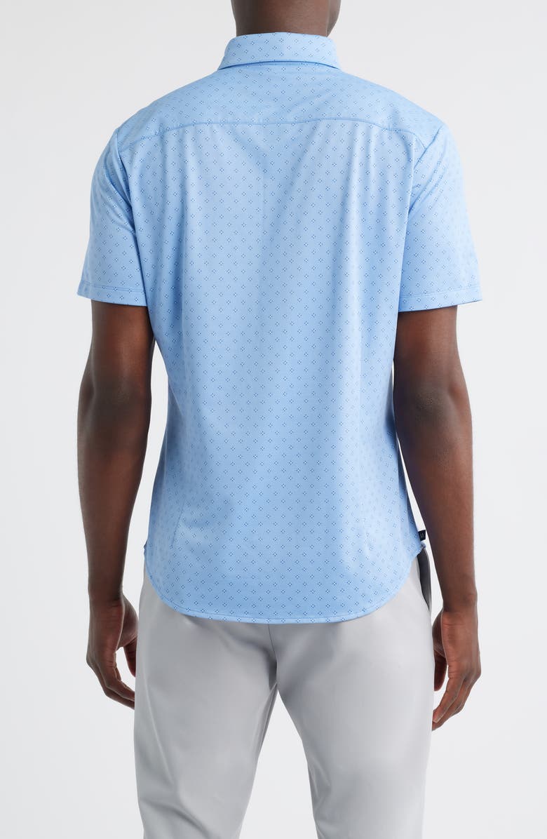 Mizzen+Main Halyard Trim Fit Geo Print Short Sleeve Button-Up Shirt, Alternate, color, Provence Dot Geo