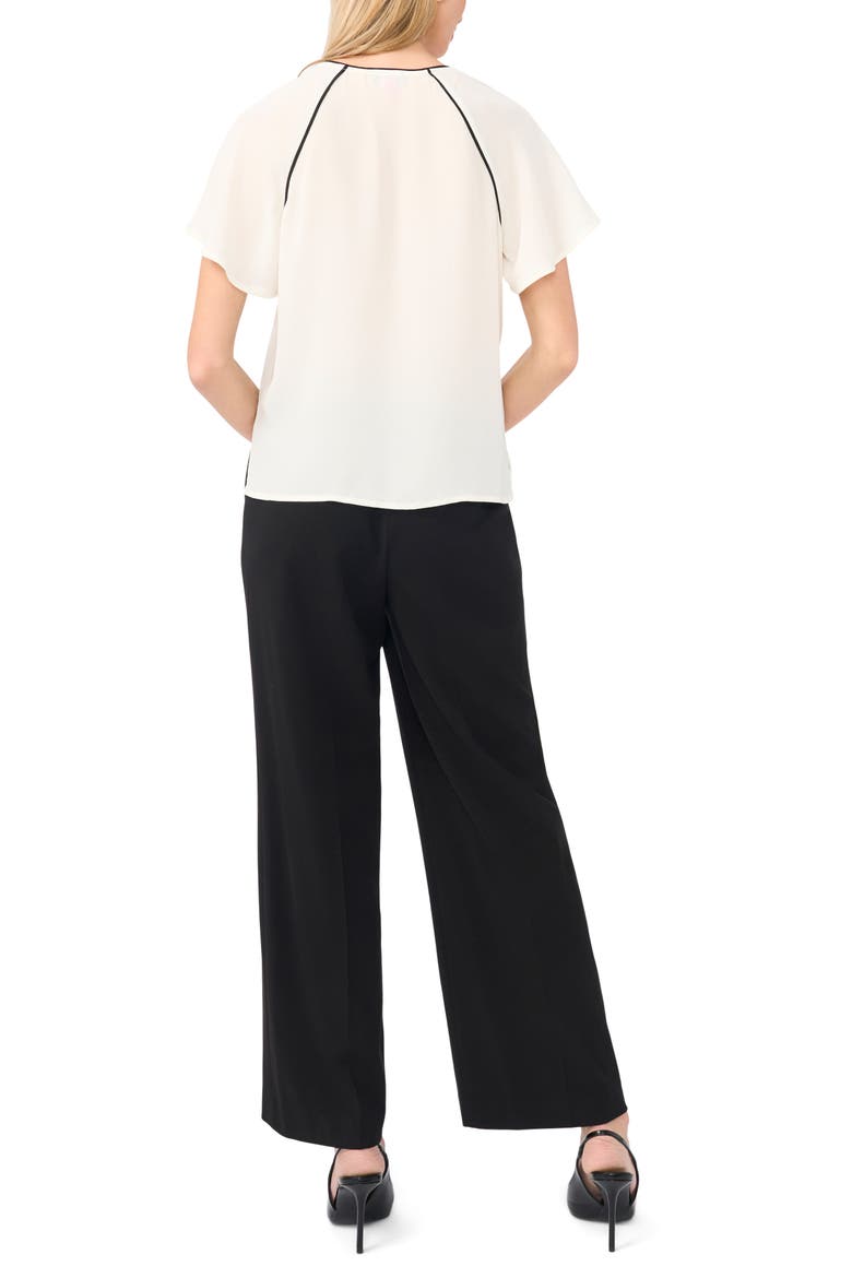 Piped Flutter Sleeve Top, Alternate, color, NEW IVORY