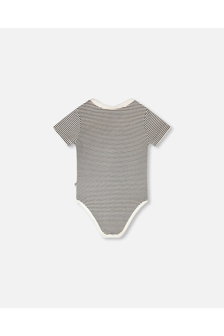 Evolutive Jersey Stripes Bodysuit, Alternate, color, Black & Off White Stripes