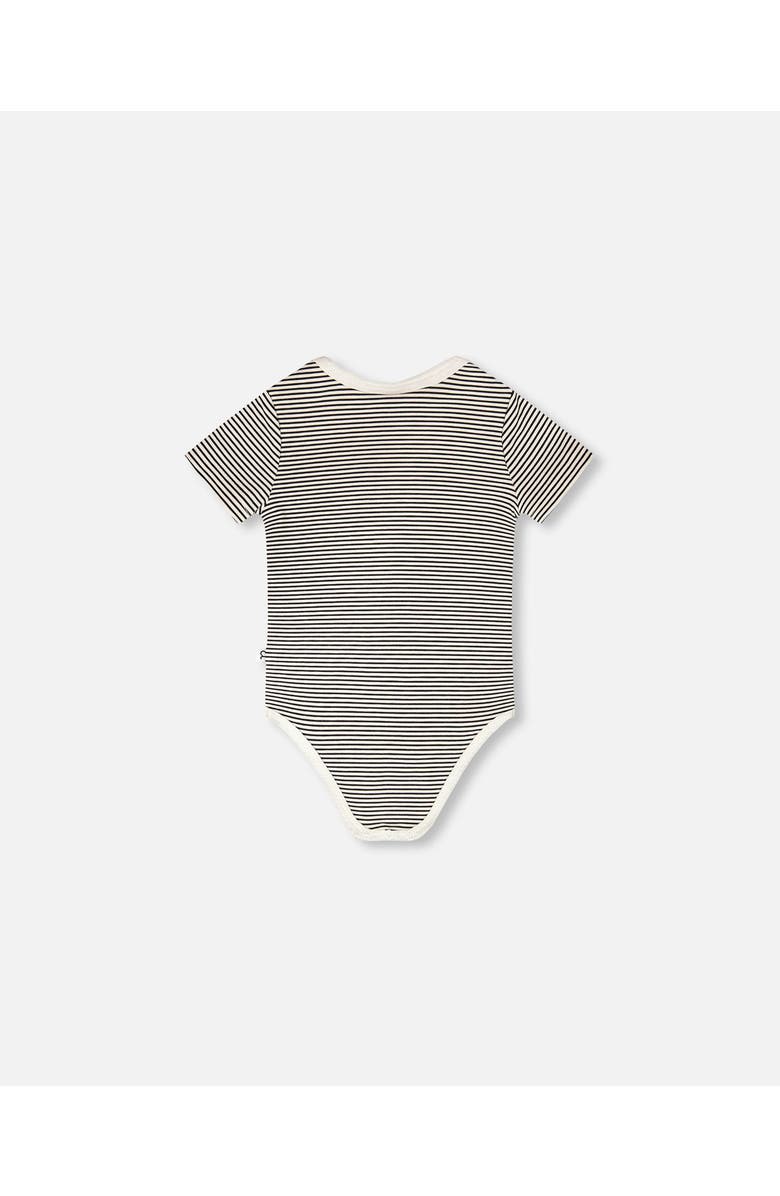 Deux par Deux Evolutive Jersey Stripes Bodysuit, Alternate, color, Black & Off White Stripes