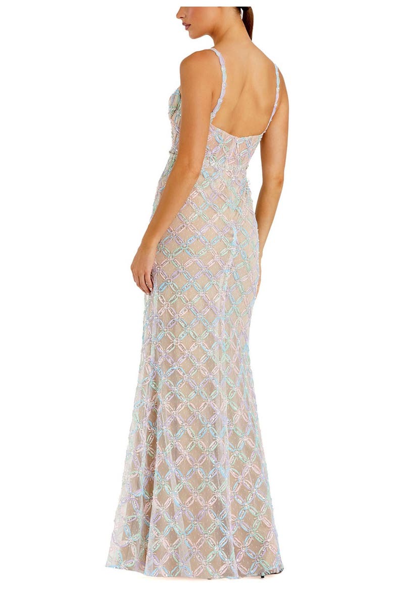 Mac Duggal Pearl Embellished Sleeveless Bustier Gown, Alternate, color, Pastel Multi