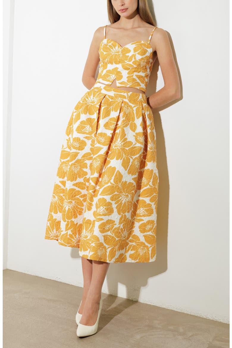 Print Textures Skirt, Alternate, color, MUSTARD