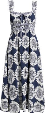 ZOE AND CLAIRE Shirred Bodice Midi Sundress