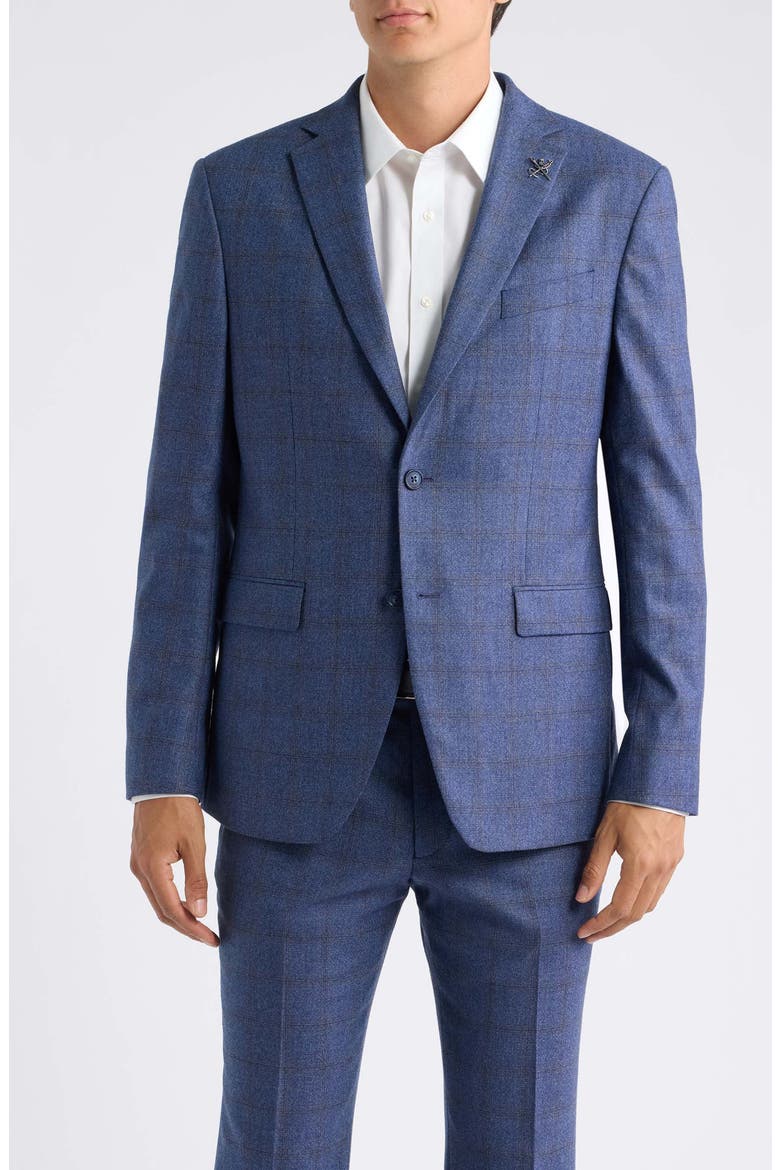 Bleecker Windowpane Stretch Wool Suit, Alternate, color, BLUE