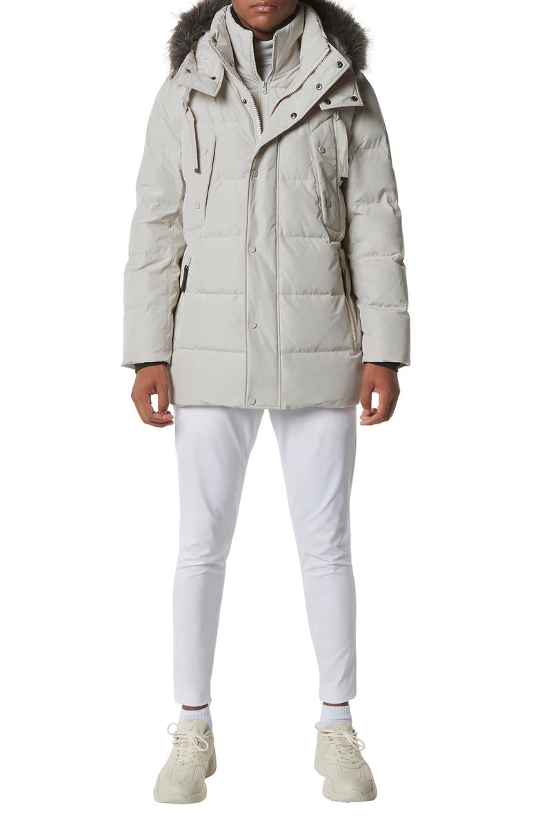 Andrew Marc Gattaca Faux Fur Trim Parka, Main, color, Moon