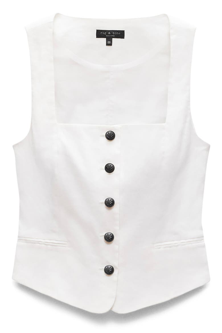Mariana Square Neck Linen Blend Vest, Alternate, color, WHITE