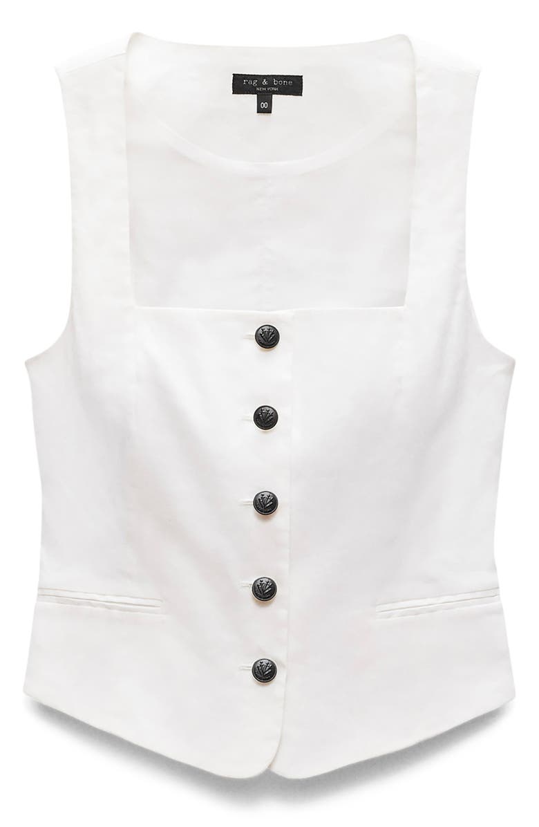 rag & bone Mariana Square Neck Linen Blend Vest, Alternate, color, White