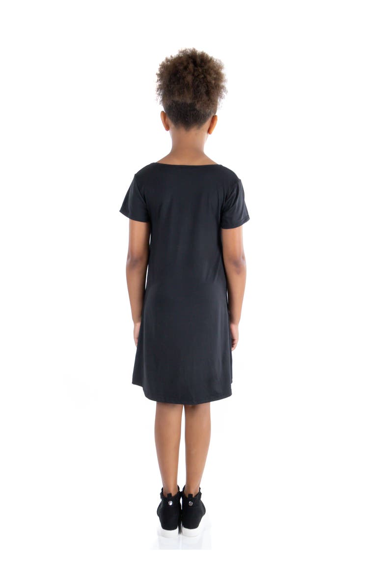 24sevenKid Short Sleeve T Shirt Dress, Alternate, color, Black