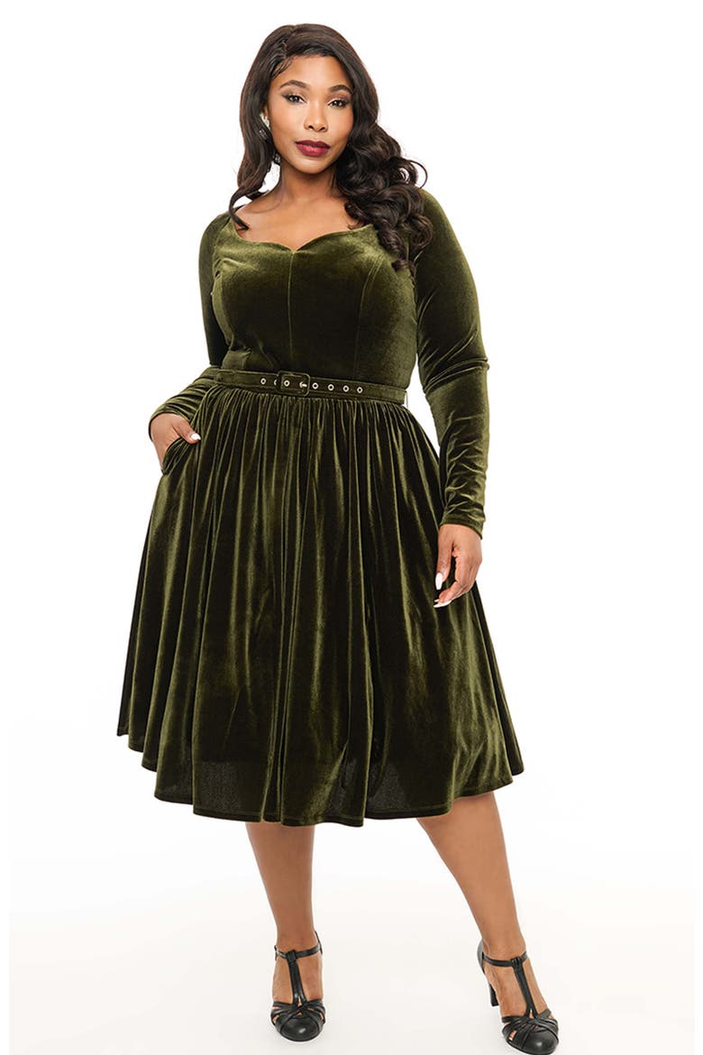 long sleeve swing dress 3/4 Piko For Women-Black X-Large / Black A fantastically faithful 1950s silhouette from Unique Vintage Latched Mama Long Sleeve Swing