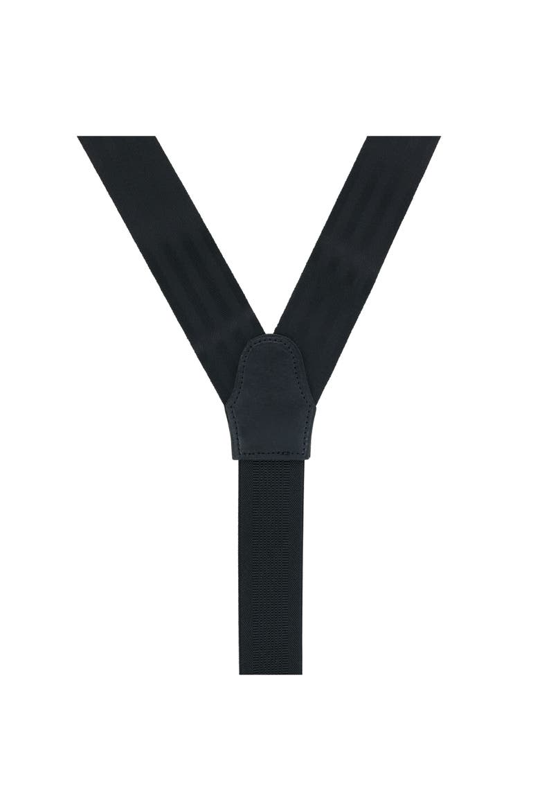 Astaire 38mm Grosgrain Stripe Ribbon Formal End Suspenders, Alternate, color, Black with Black Stripe