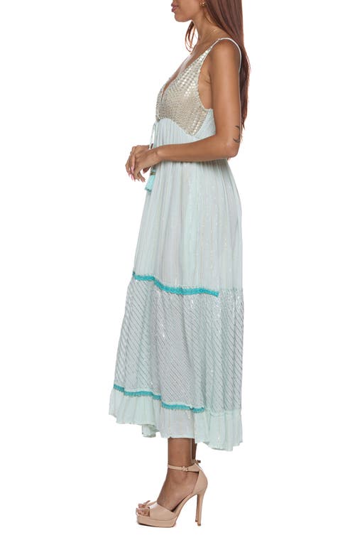 Ranee's Ranees Embellished Maxi Sundress In Green