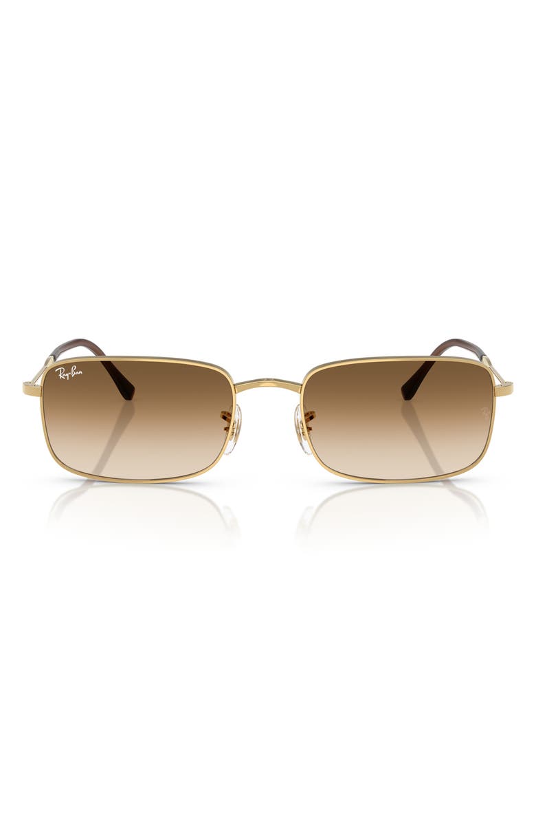 Ray-Ban 59mm Gradient Rectangle Sunglasses, Main, color, Gold Flash