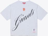 Mitchell & Ness Women's Mitchell & Ness  Heather Gray San Francisco Giants Script Cropped Boxy T-Shirt