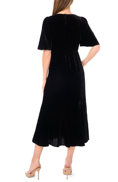 Ted Baker Flounce Sleeve Velvet Dress In Black