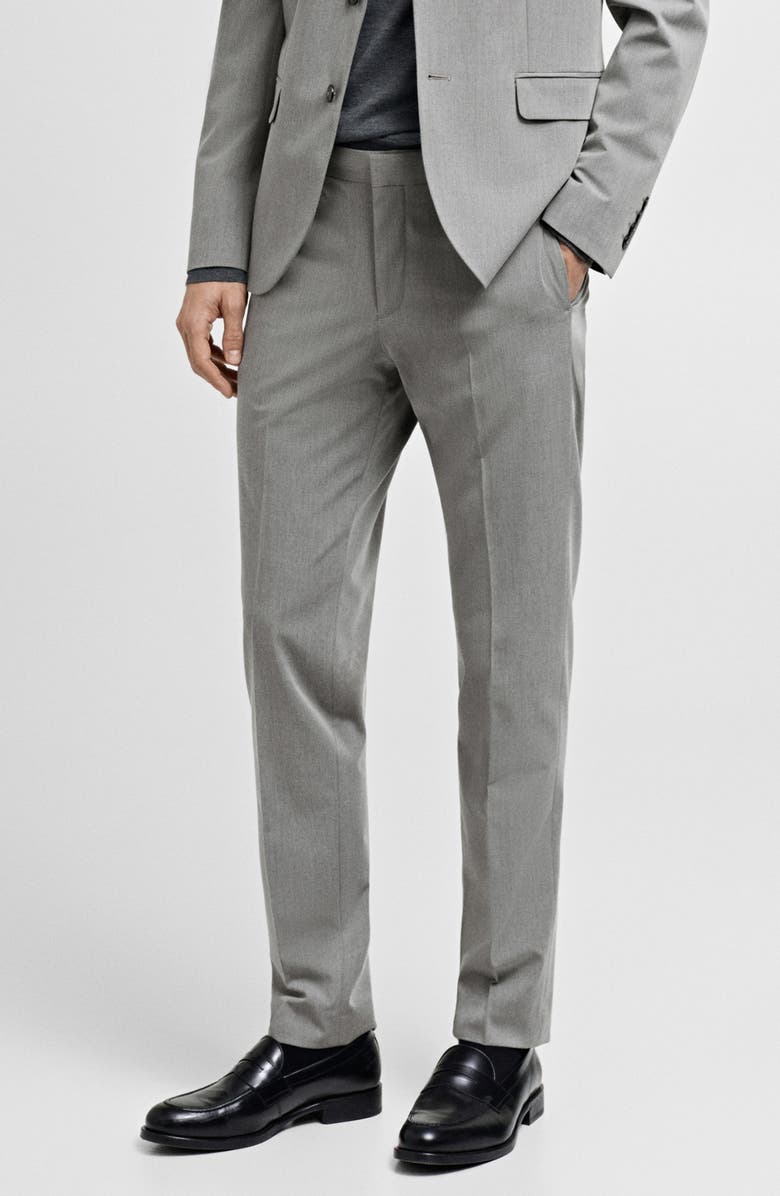 MANGO Super Slim Fit Stretch Suit Pants, Main, color, Grey