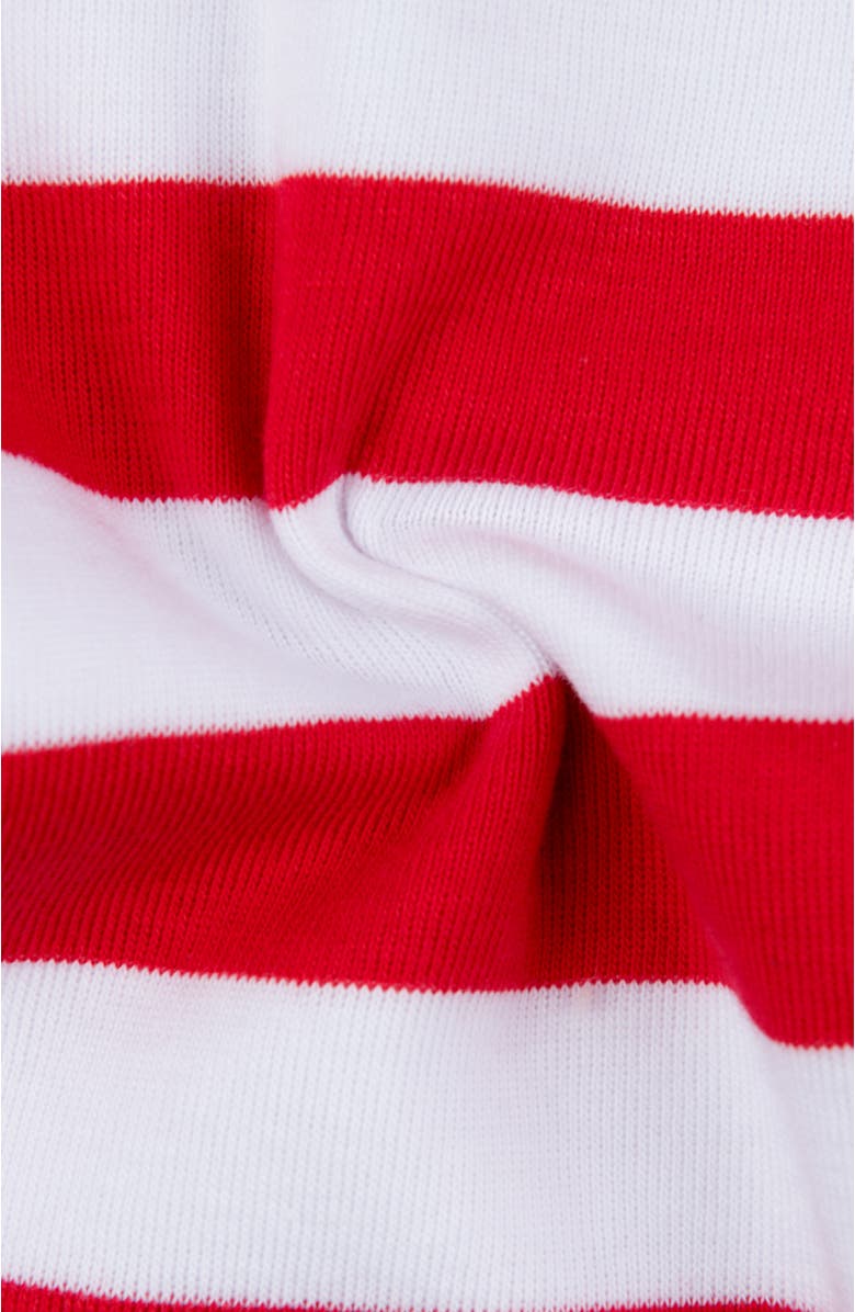 Leveret Two-Piece Striped Cotton Matching Family Holiday Pajamas, Alternate, color, Solid Red Top 
Striped Pant