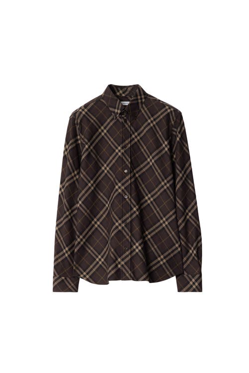 Burberry Relaxed Fit Check Cotton Flannel Shirt In Brown