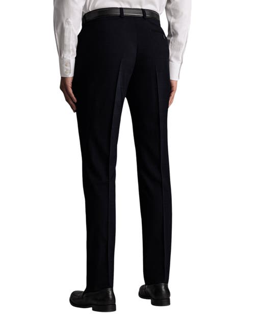 Charles Tyrwhitt Windowpane Slim Fit Pants In Black