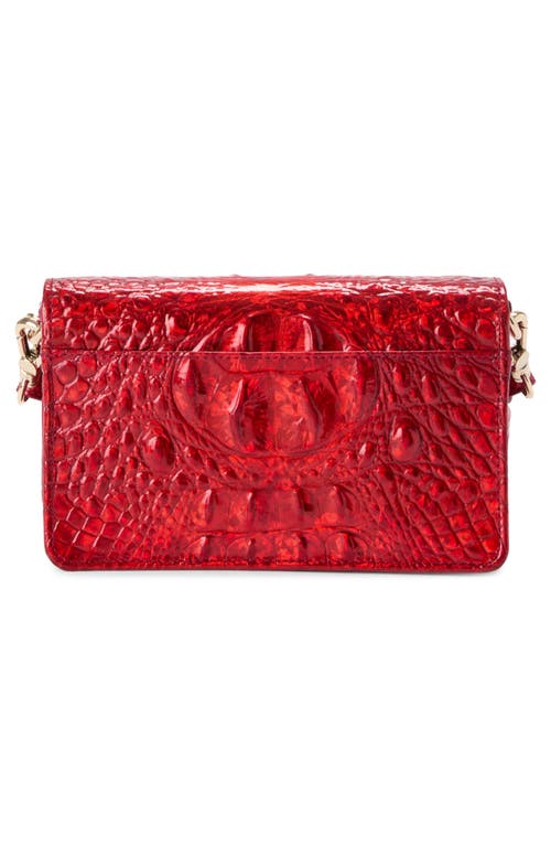 Brahmin Minuette Croc Embossed Leather Crossbody Bag In Red