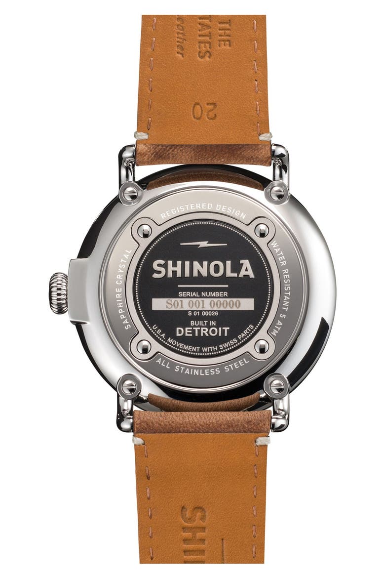 'The Runwell' Leather Strap Watch, 41mm, Alternate, color, GREEN