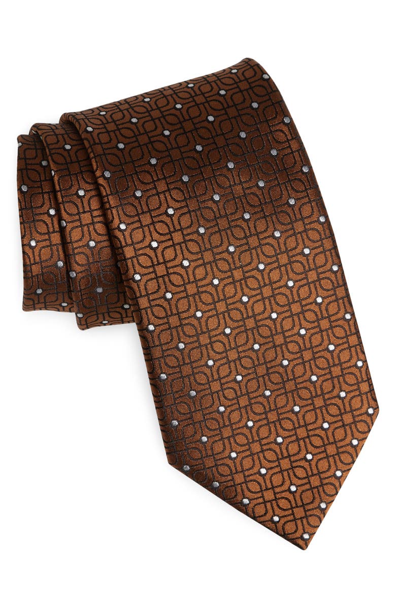 ZEGNA TIES Square Motif Silk Jacquard Tie, Main, color, Vicuna