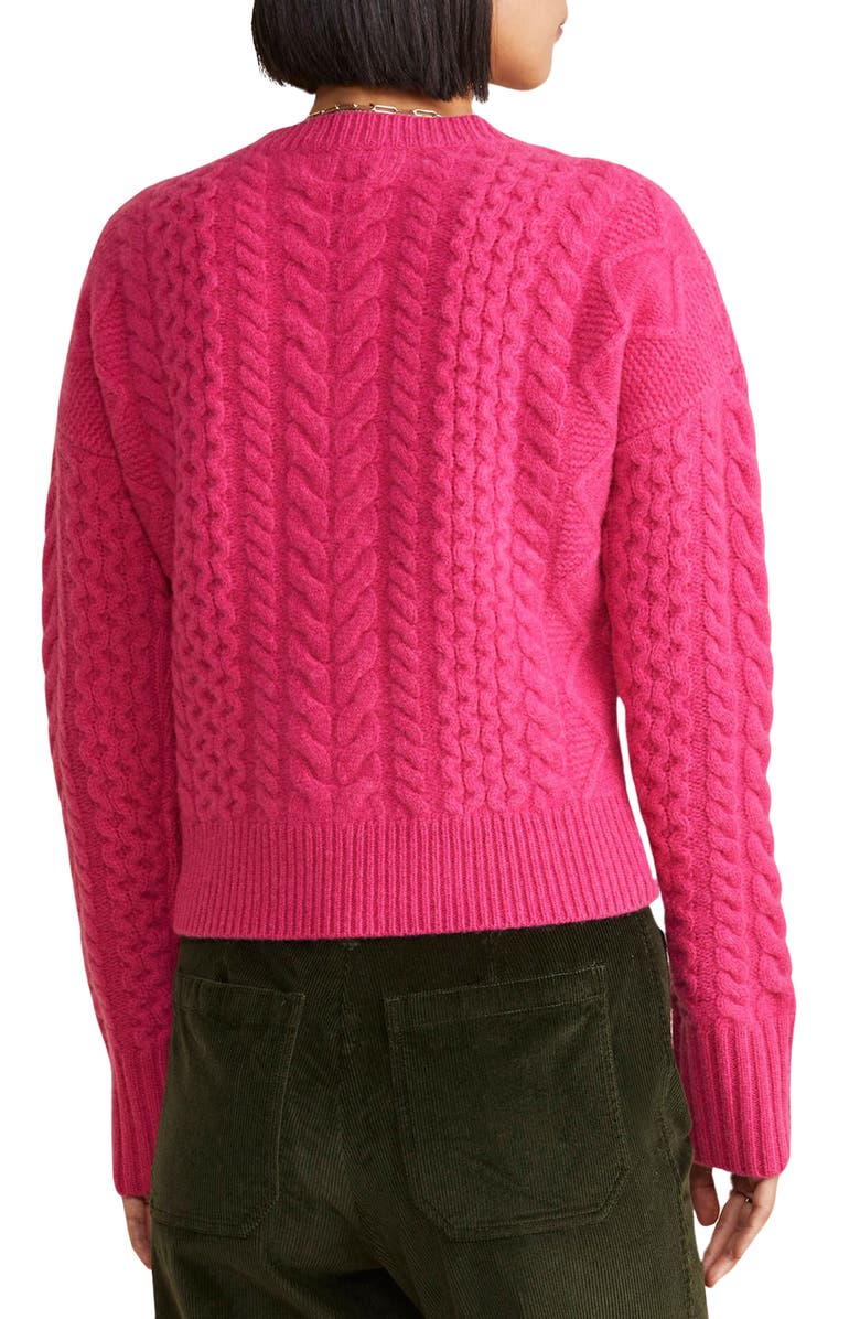 vineyard vines Cable Knit V-Neck Merino Wool Crop Sweater, Alternate, color, 