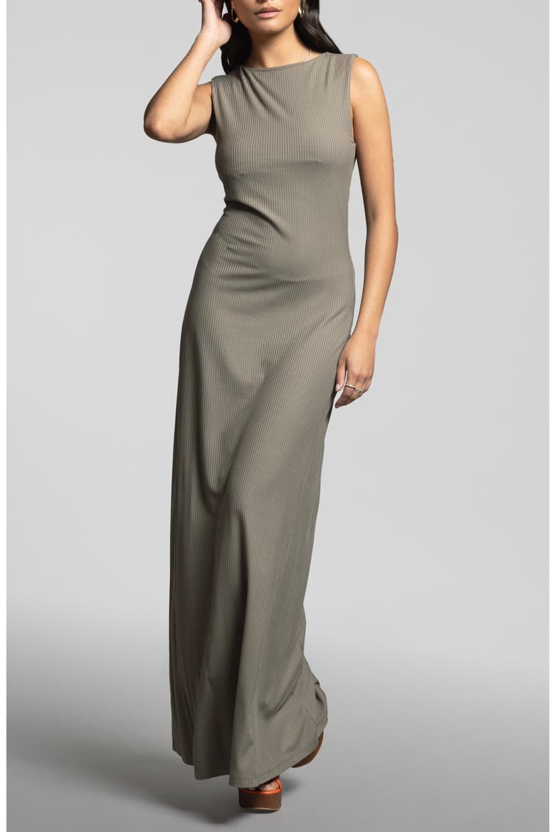 Leighton Sleeveless Rib Maxi Dress, Main, color, SMOKEY OLIVE