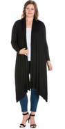 24seven Comfort Apparel Plus Size Extra Long Open Front Cardigan