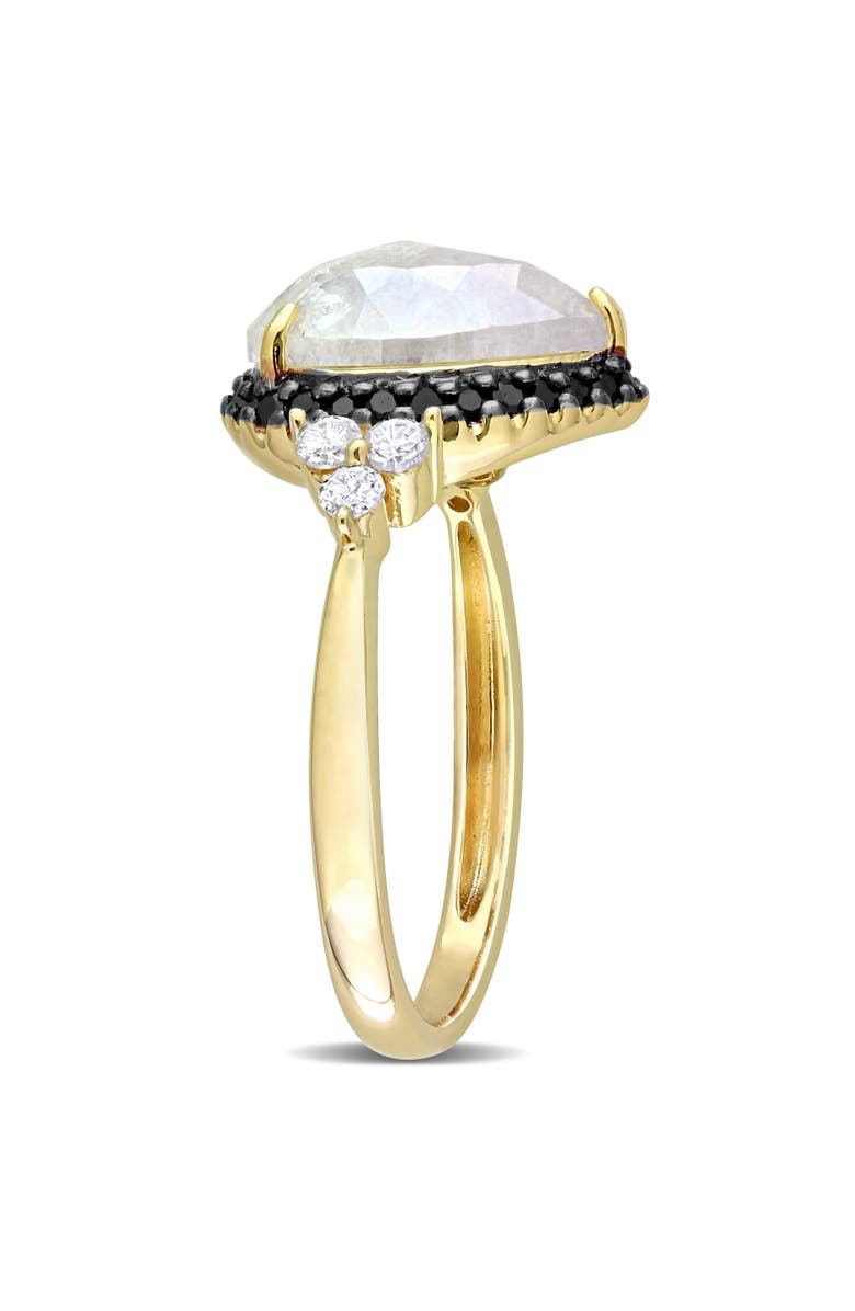 Julianna B. Black & White Diamond Teardrop Halo Ring 10k, Alternate, color, Diamond